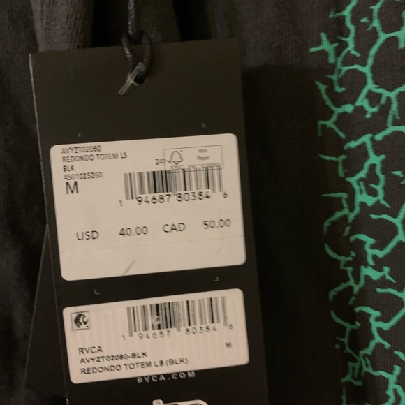 NWT Long Sleeve T- Shirt RVCA  Men’s Size M - Picture 2 of 5